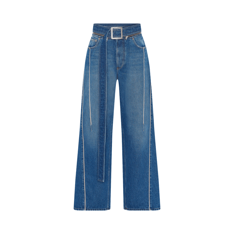 Jean Paul Gaultier Belted Denim Jeans "Vintage Blue"