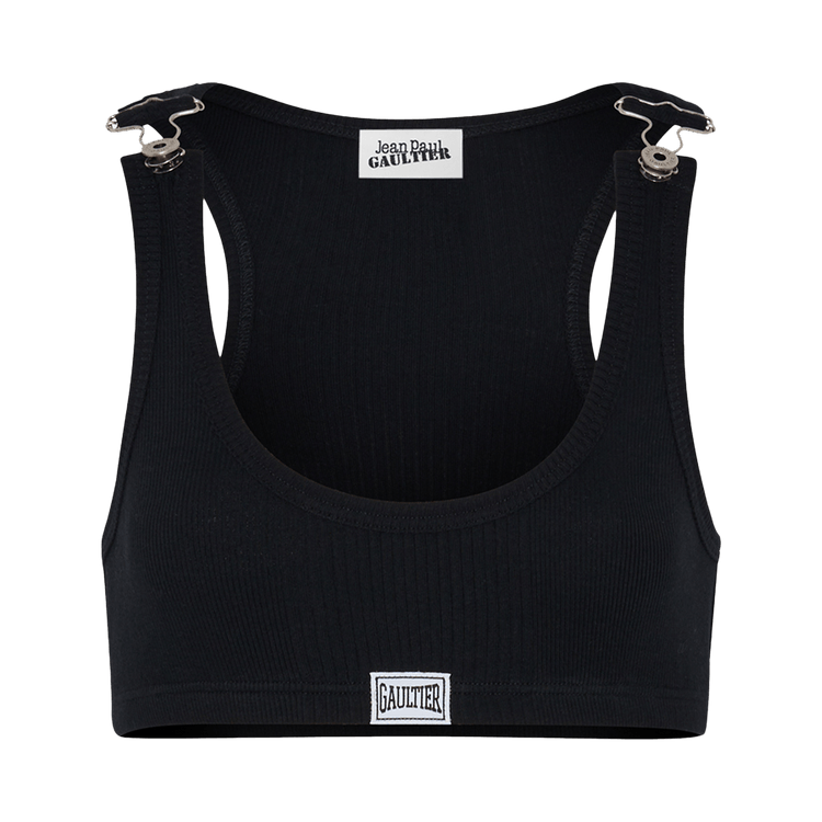 Jean Paul Gaultier Cropped Patch Tank Top "Black"
