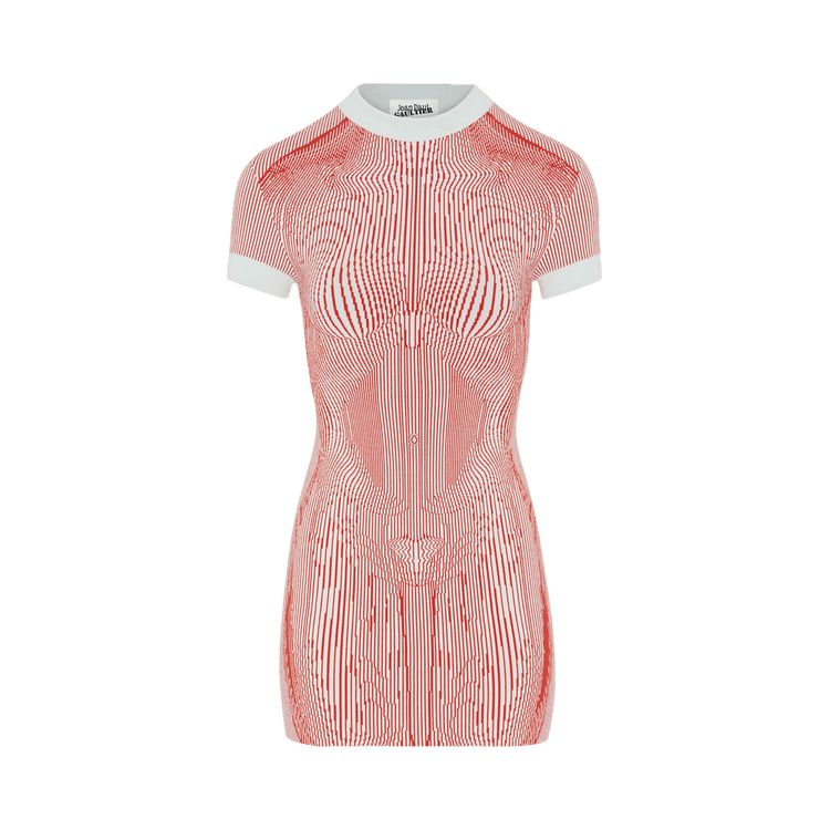 Jean Paul Gaultier Morphing Pinstripe Short Dress "Mint/Orange"