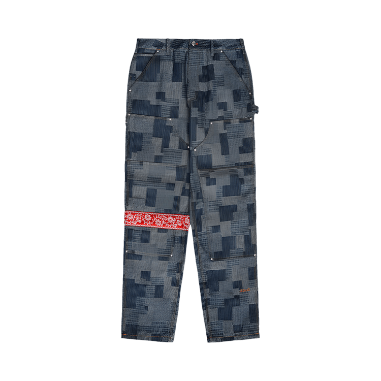 Advisory Board Crystals Crystal Rivet Patchwork Double Knne Pants "Blue"