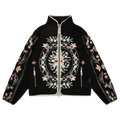 Advisory Board Crystals Floral Fleece Zip-Up "Black"