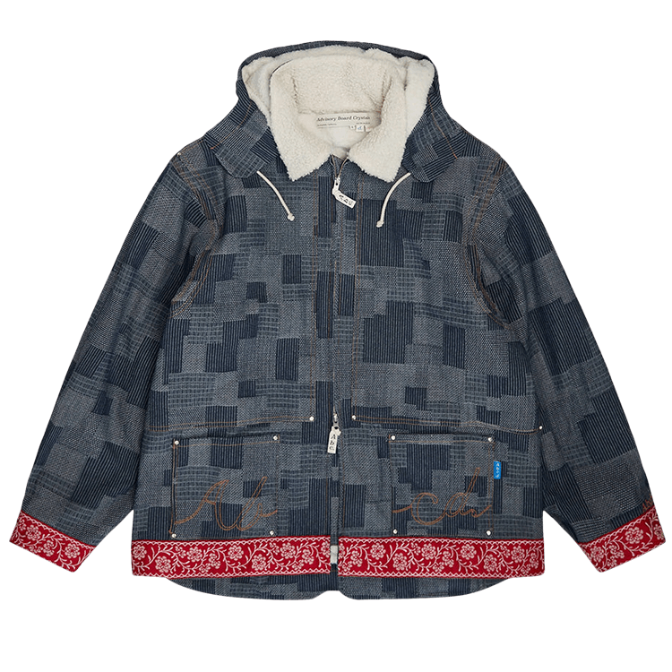 Advisory Board Crystals Crystal Rivet Patchwork Denim Hoodie "Blue"