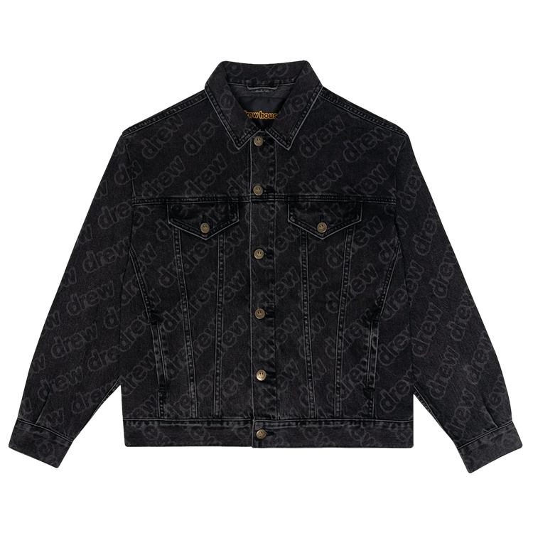 Drew House Secret Letter All Over Loose Denim Jacket "Black"