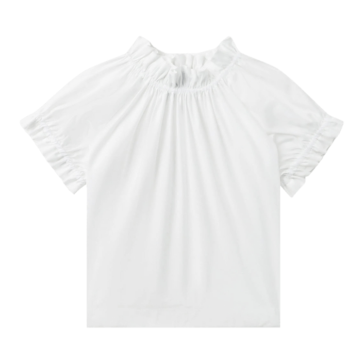 Simone Rocha Elasticated Gathered Ruffle Tulip Top "White"