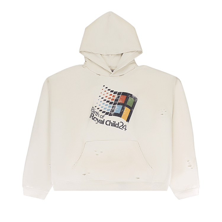 Birth Of Royal Child Windows24 Retro Distressed Hoodie "White"