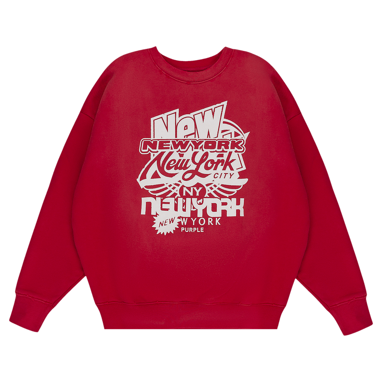 PURPLE BRAND HWT Fleece Crewneck Sweatshirt "Red"