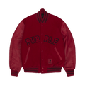 PURPLE BRAND Varsity Logo Melton Bomber Jacket "Red"