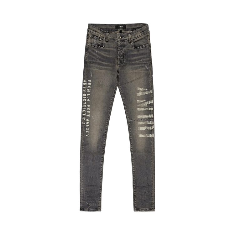 Amiri Military Stencil Skinny Jeans "Grey"