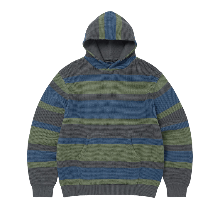 thisisneverthat Striped Waffle Knit Hoodie "Grey"