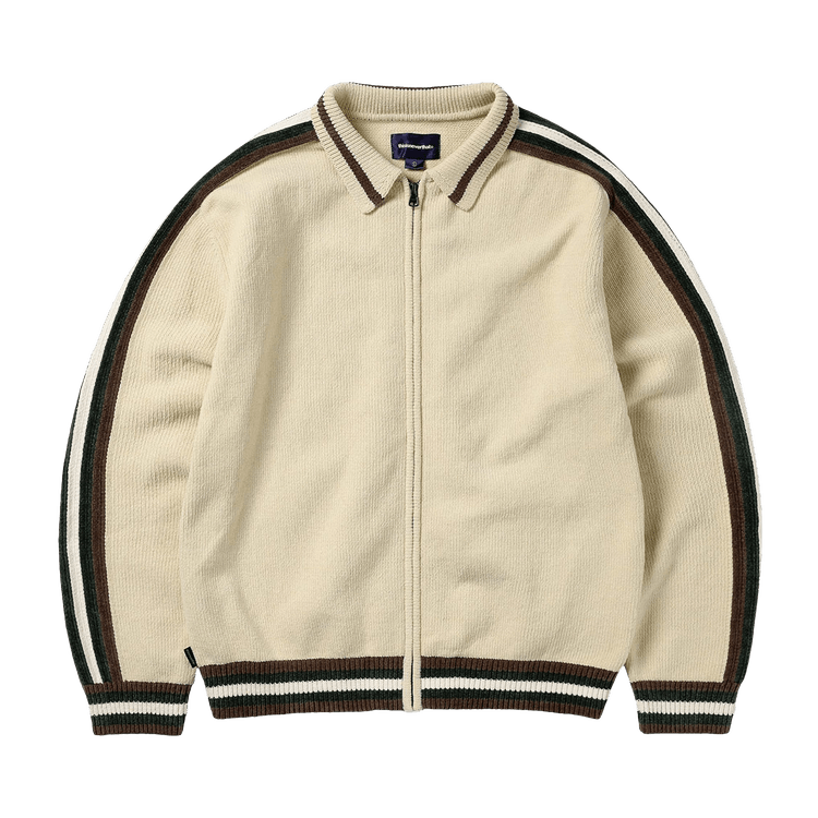 thisisneverthat Striped Zip Cardigan "Ivory"