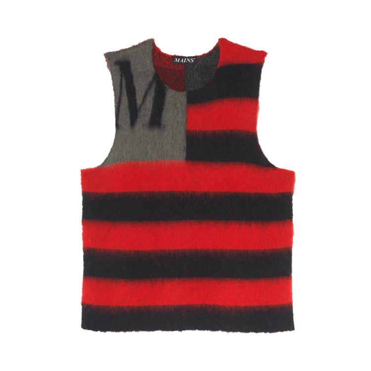 MAINS Mohair Flag Vest "Black/Red"