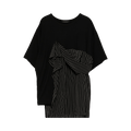 Y's Front Gathered Stripe T-Shirt 'Black'
