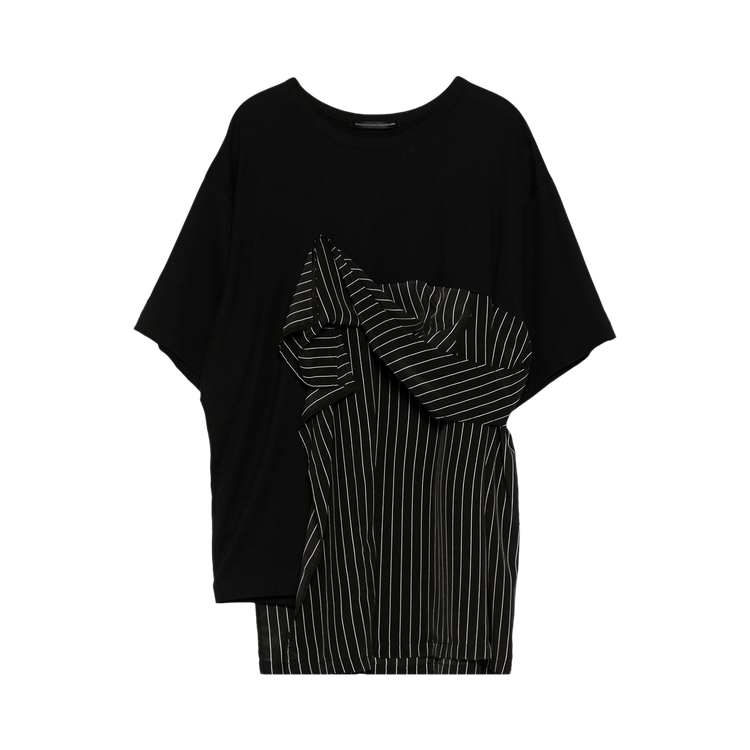 Y's Front Gathered Stripe T-Shirt 'Black'
