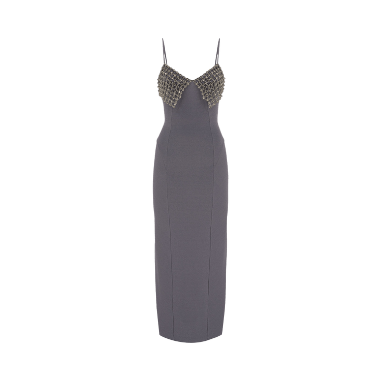 The Attico Crystal Detail Midi Dress "Grey"