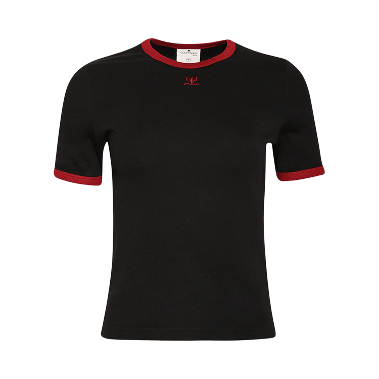 Courrèges Heritage Crewneck T-Shirt "Black/Ruby"