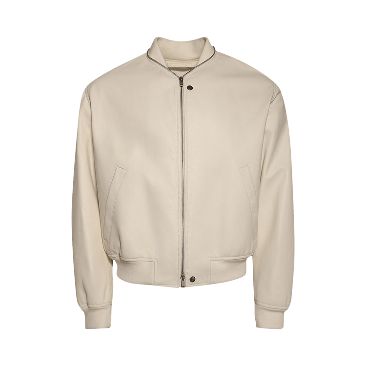 Jil Sander Leather Bomber Jacket "Porcelain"
