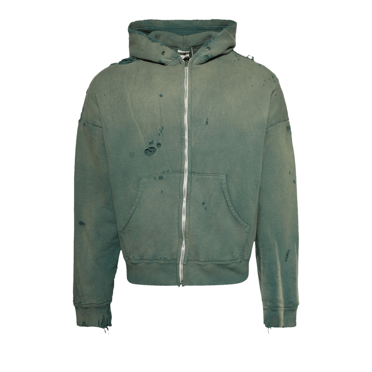 SAINT Mxxxxxx Distressed Zip-Up Hoodie "Green"