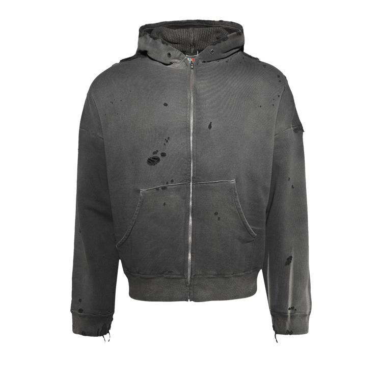 SAINT Mxxxxxx Distressed Zip-Up Hoodie "Charcoal"