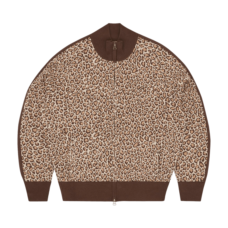 Corteiz VVS Leopard Jacquard Knit Zip Up "Brown"
