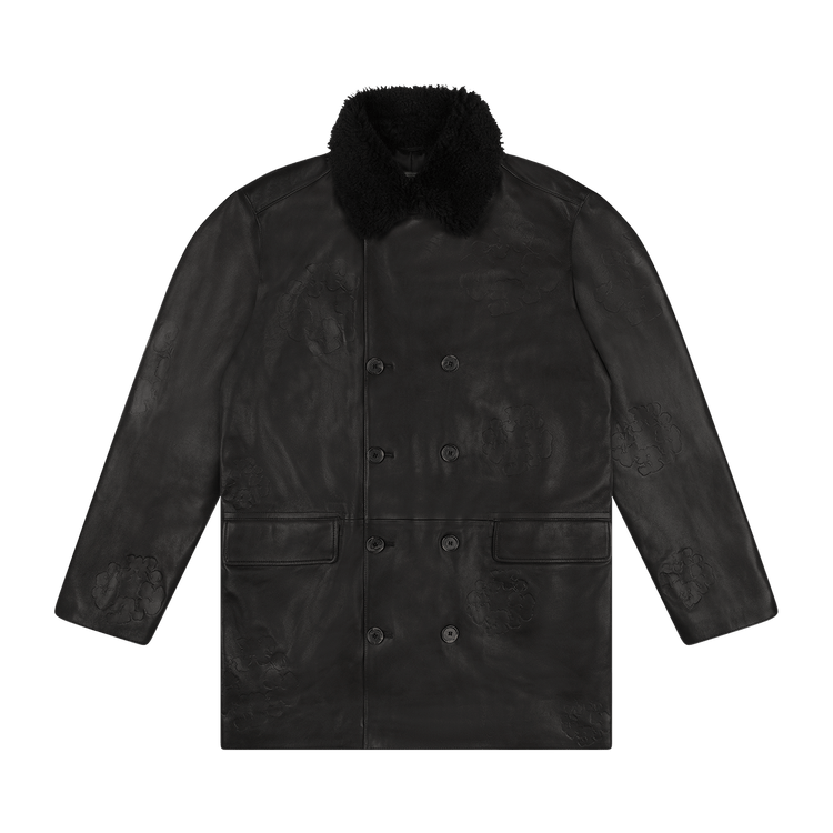 Denim Tears Oakland Wreath Winter Leather Coat "Black"