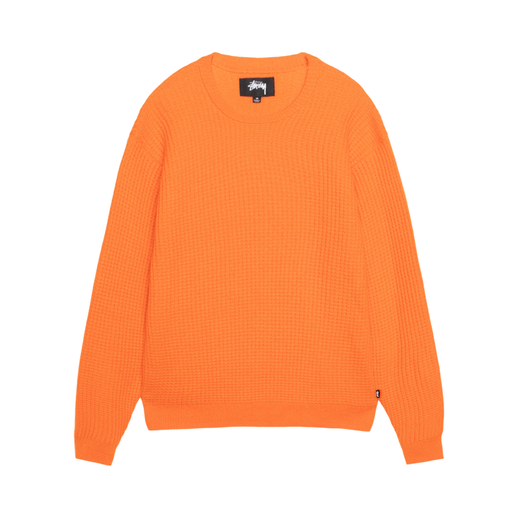 Stussy Waffle Knit Cashmere Crew "Bright Orange"