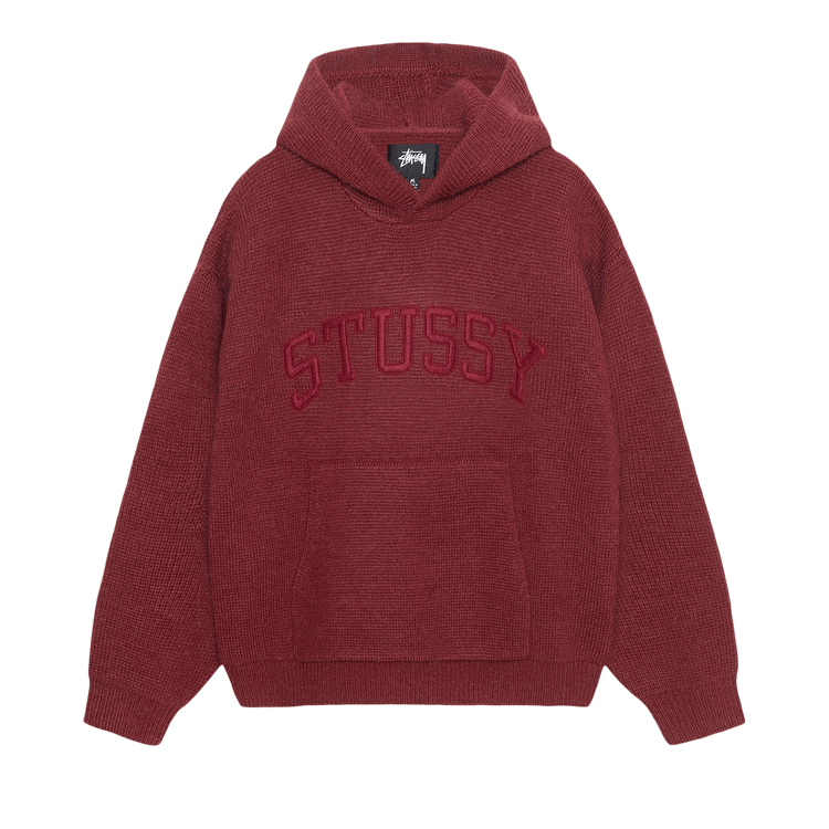 Stussy Felt Patch Knit Hoodie "Burgundy"