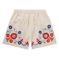 Bode Beaded Garden Party Shorts "Ecru/Multicolor"