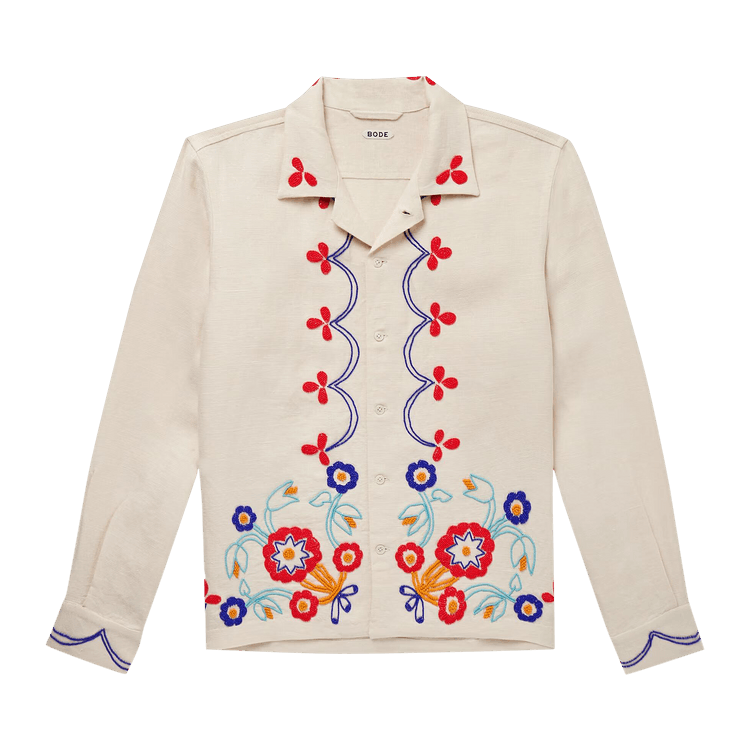 Bode Beaded Garden Party Shirt "Ecru/Multicolor"