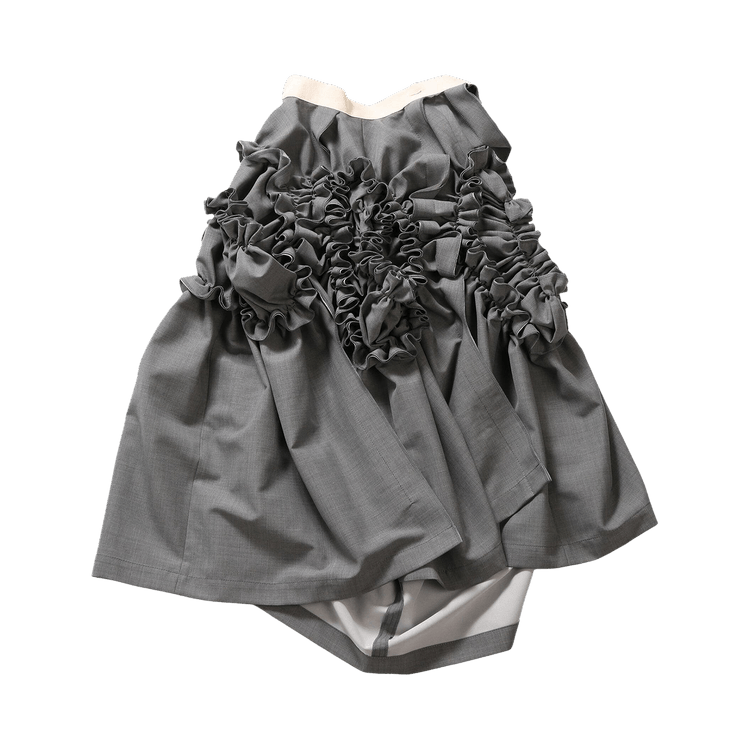 Tao Comme des Garçons Drawstring Waist Ruffle Trimmed Skirt "Top Grey"