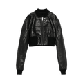Rick Owens Cropped Leather Girdered Bomber Jacket "Black"