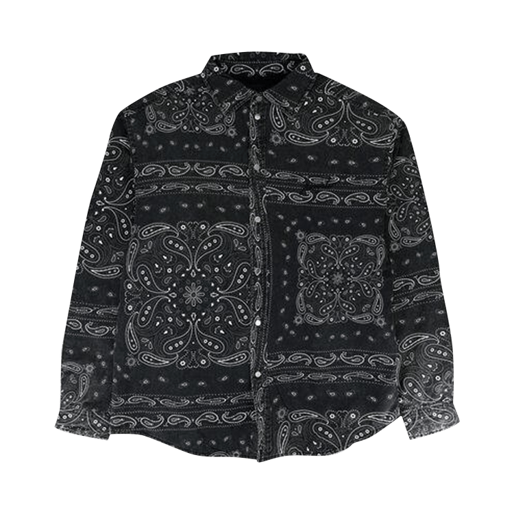 PURPLE BRAND Bandana Print Long-Sleeve Shirt "Black"