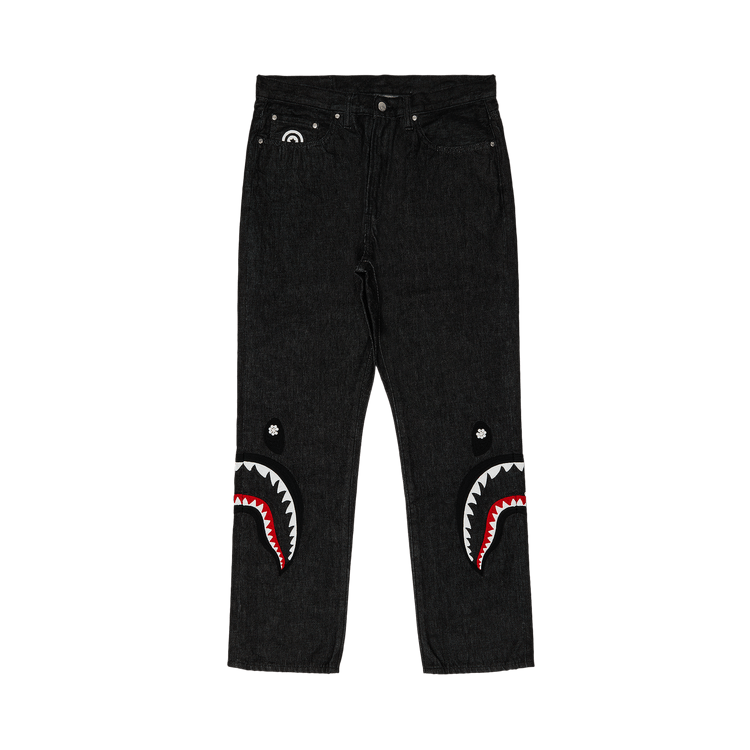 GOAT Exclusive BAPE Pearl Shark Relaxed Fit Denim Pants "Black"