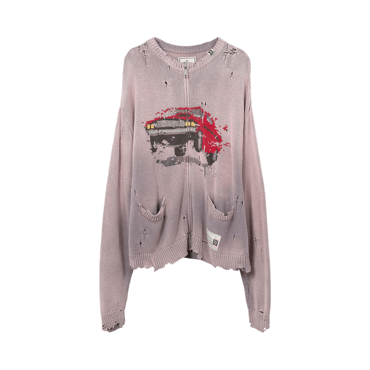 Maison Mihara Yasuhiro Car Jacquard Knit Cardigan "Pink"
