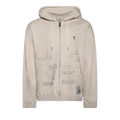 Maison Mihara Yasuhiro Distressed Graffiti Print Zip-Up Hoodie "White"