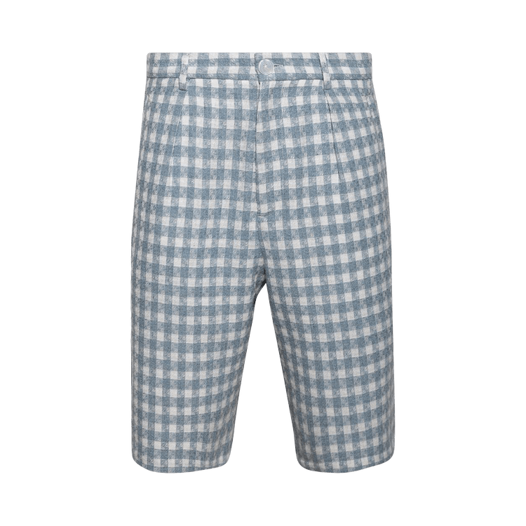 Nahmias Plaid Pleated Shorts "Steel Blue"