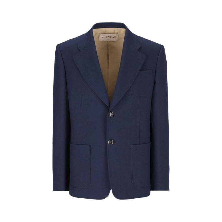 Valentino Single Breasted Straight Hem Jacket "Indaco"