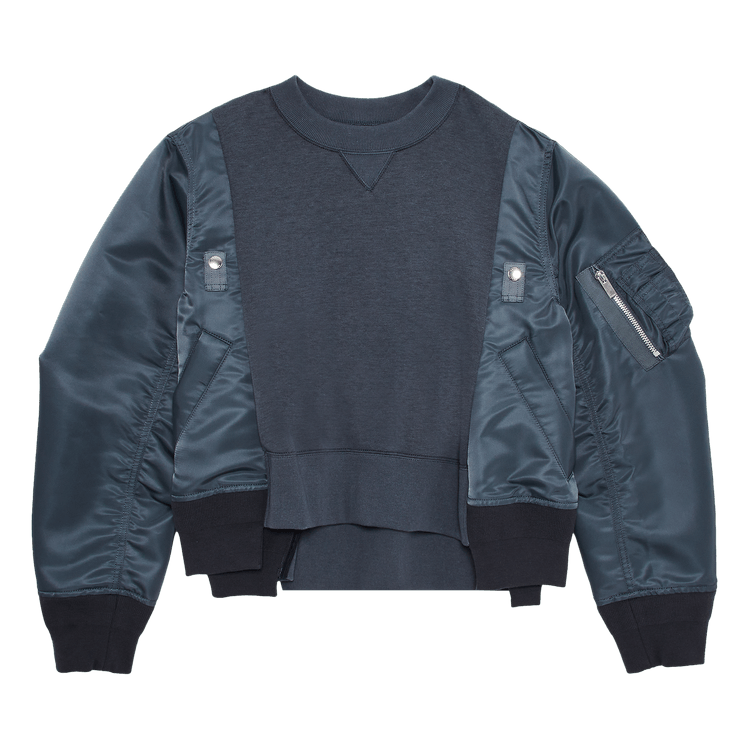 Sacai Sponge Sweat x Nylon Twill Hoodie "Blue Grey"