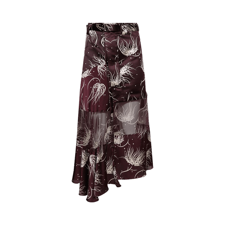 Sacai Dot Flower Print Skirt "Bordeaux"
