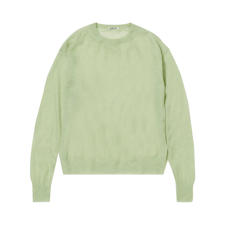 Auralee Kid Mohair Sheer Knit Pullover "Light Green"