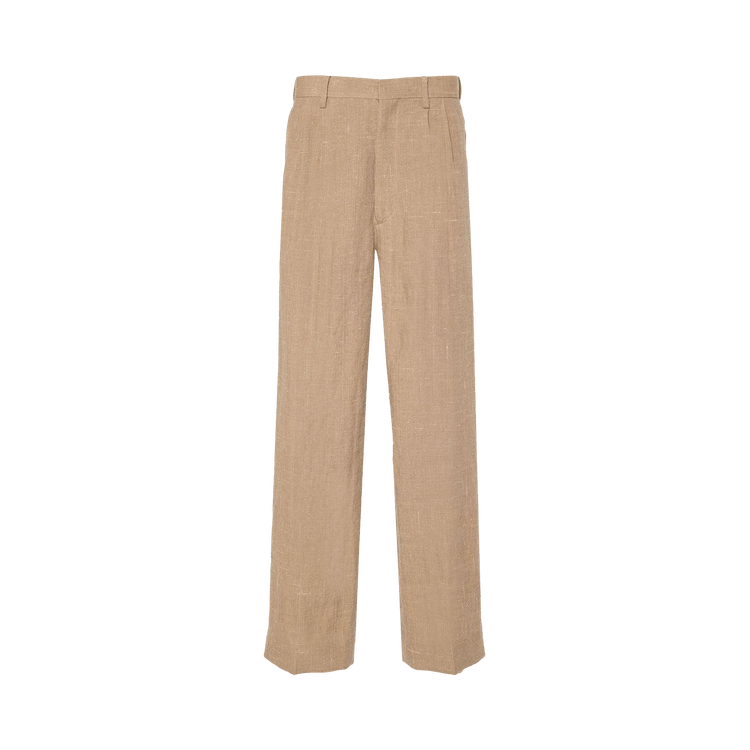 Auralee Linen Silk Tweed Slacks "Brown"
