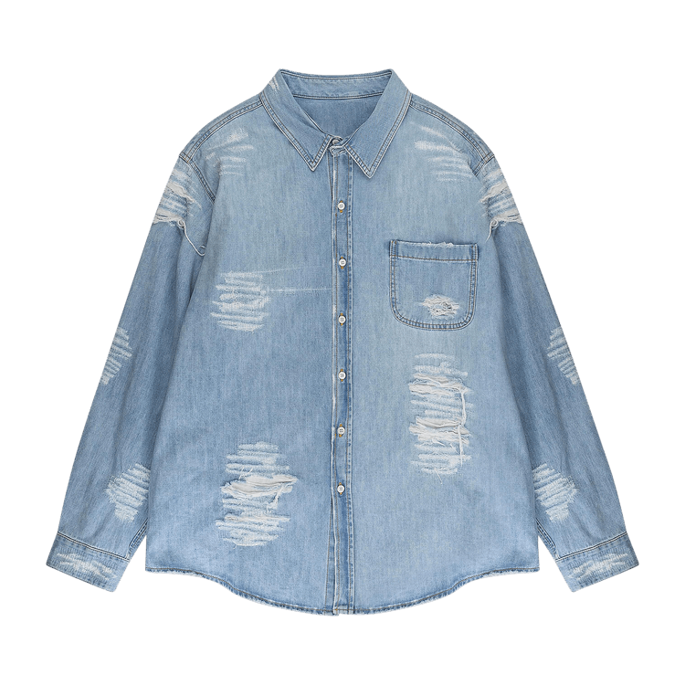 424 Distressed Denim Shirt "Blue"