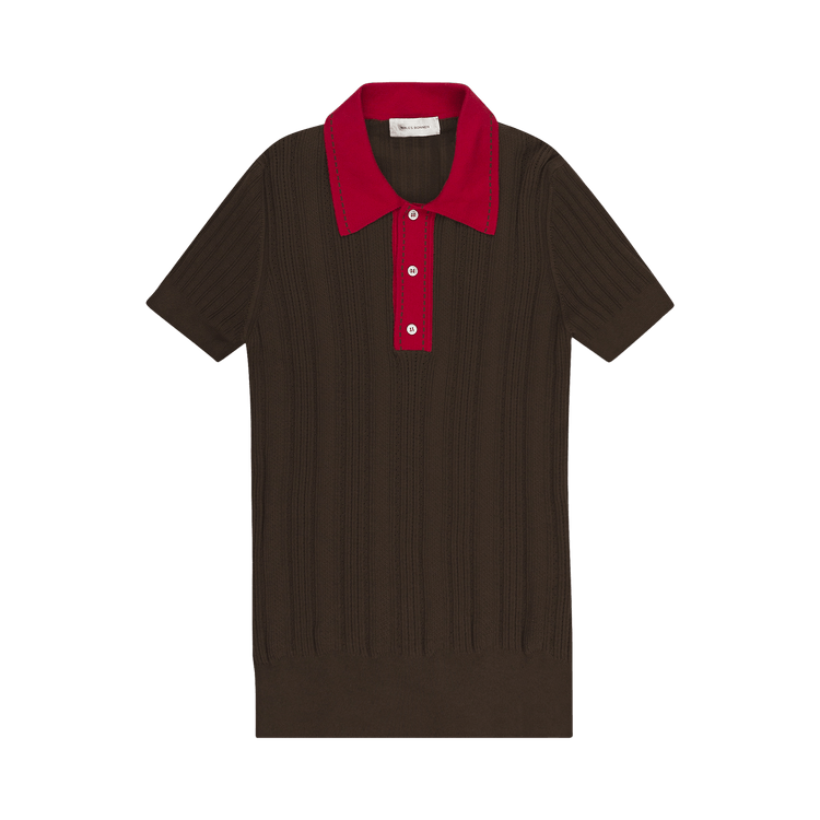 Wales Bonner Textured Knit Polo "Brown/Red"