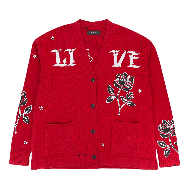 Amiri Cashmere Blend Cardigan Sweater "Red"