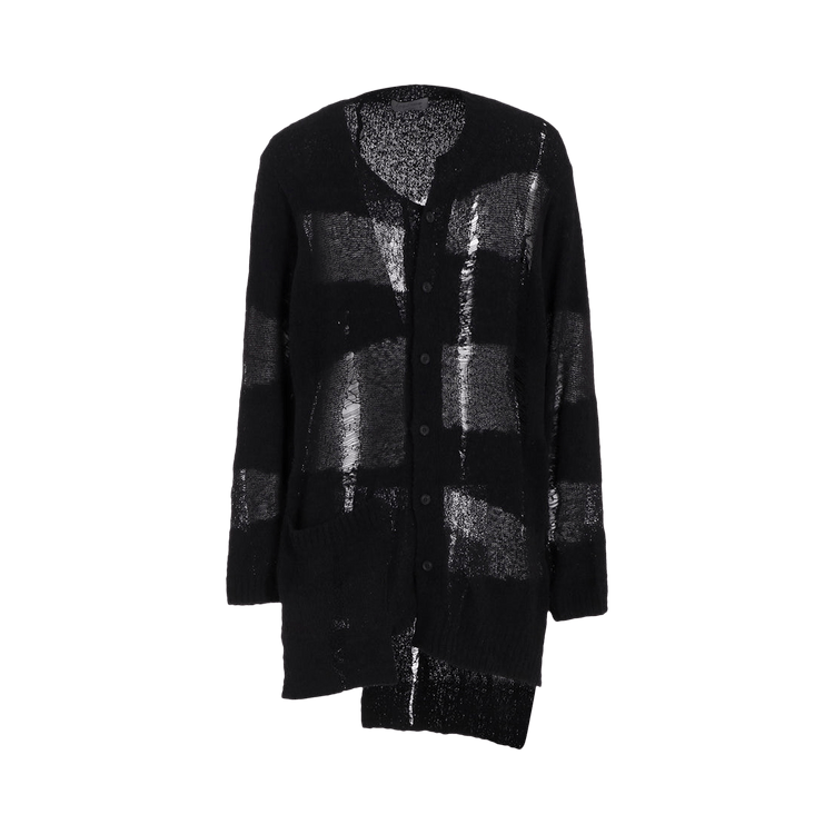 Yohji Yamamoto Pour Homme Dropped Stitch Uneven Cardigan "Black"
