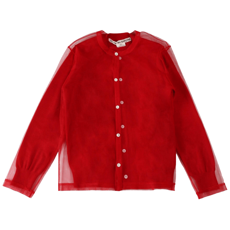 Comme des Garçons Tulle Layered Button Up Blouse "Red"