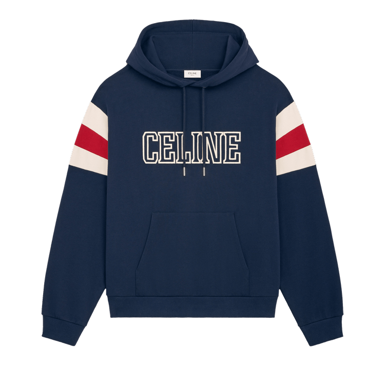 CELINE Logo Detail Hoodie "Navy/Carmin/White"