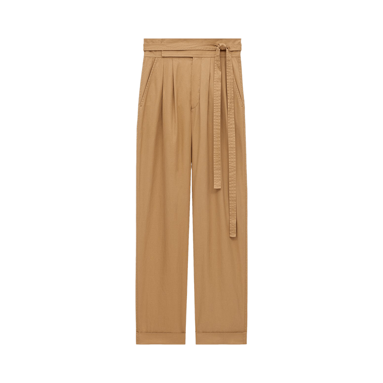 Saint Laurent Belted Pleated Straight Leg Pants "Sahara"