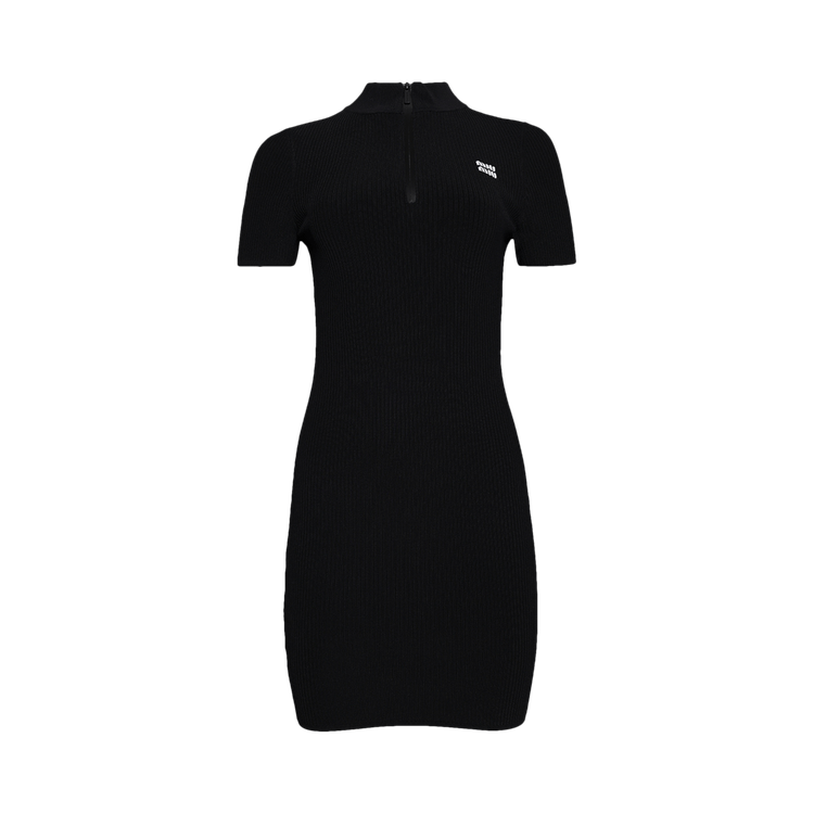 Miu Miu Ribbed Knit Mini Dress "Black"