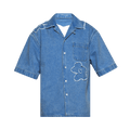 Marni Floral Detailed Short-Sleeved Buttoned Shirt "Cobalt"
