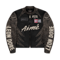 Aimé Leon Dore x Vanson Distressed Leather Moto Jacket "Jet Black"